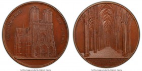 Napoleon III bronzed copper Specimen "Cathedral of Reims" Medal ND (1859) SP63 PCGS, Hoydonck-170. 54mm. POSE DE LA PREMIERE PIERRE 1212 / CONSECRATON...