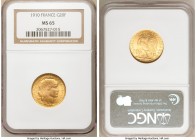 Republic gold 20 Francs 1910 MS65 NGC, Paris mint, KM857. AGW 0.1867 oz. 

HID09801242017

© 2020 Heritage Auctions | All Rights Reserved