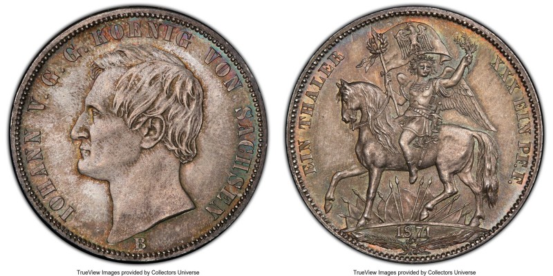 Saxony. Johann Taler 1871-B MS66 PCGS, Dresden mint, KM1230, Dav-898.. Commemora...