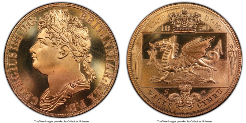 George IV copper INA Retro Fantasy Issue "Wales" Crown 1830-Dated MS67 PCGS, KM-...