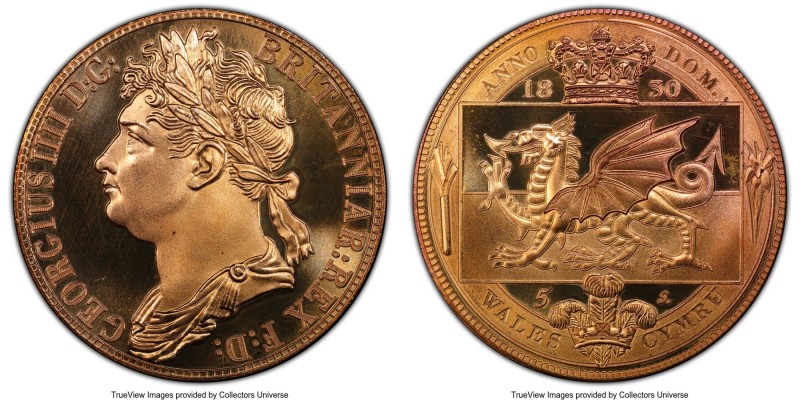 George IV brass INA Retro Fantasy Issue "Wales" Crown 1830-Dated MS66 PCGS, KM-X...