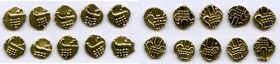 Cochin 10-Piece Lot of Uncertified gold Fanams ND (17th-18th Century) AU, KM10, Fr-1504. Average Size 7mm. Average weight 0.38gm. Sold as is, no retur...