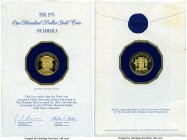 Elizabeth II gold Proof "Christopher Columbus" 100 Dollars 1975-FM, Franklin mint, KM67. Comes in original Franklin mint sealed card. AGW 0.2266 oz. ...