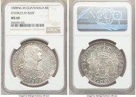Charles IV 8 Reales 1808 Mo-TH MS60 NGC, Mexico City mint, KM109. Although not listed on holder this is an overdate 1808/7, nicely struck with semi-Pr...