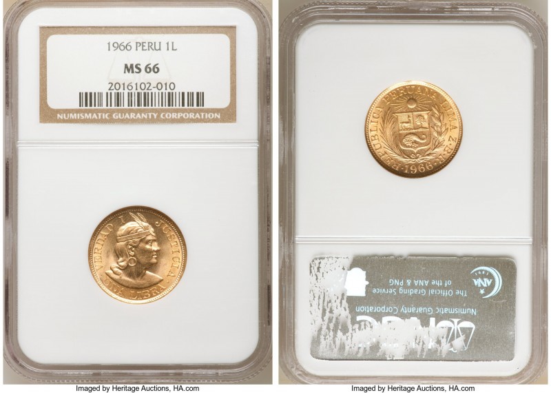 Republic gold Libra 1966-ZBR MS66 NGC, Lima mint, KM207. AGW 0.2354 oz. 

HID0...