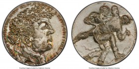 Confederation silver Specimen "Langenthal Festival" Medal ND (1982) SP69 PCGS, By Hans Erni. 33mm. Wreathed bust of Alpine Wrestler right / Pair of Al...
