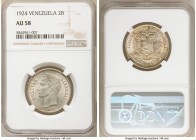 Republic 2 Bolivares 1924-(p) AU58 NGC, Philadelphia mint, KM-Y23. Conservatively graded, dove-gray and olive toning. 

HID09801242017

© 2020 Her...