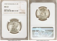 Republic 2 Bolivares 1929-(p) MS63 NGC, Philadelphia mint, KM-Y23. Untoned with brilliant cartwheel luster. 

HID09801242017

© 2020 Heritage Auct...
