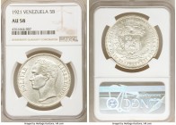 Republic 5 Bolivares 1921-(p) AU58 NGC, Philadelphia mint, KM-Y24.2.

HID09801242017

© 2020 Heritage Auctions | All Rights Reserved