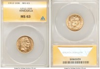 Republic gold 20 Bolivares 1912 MS63 ANACS, KM-Y32. AGW 0.1867 oz. 

HID09801242017

© 2020 Heritage Auctions | All Rights Reserved