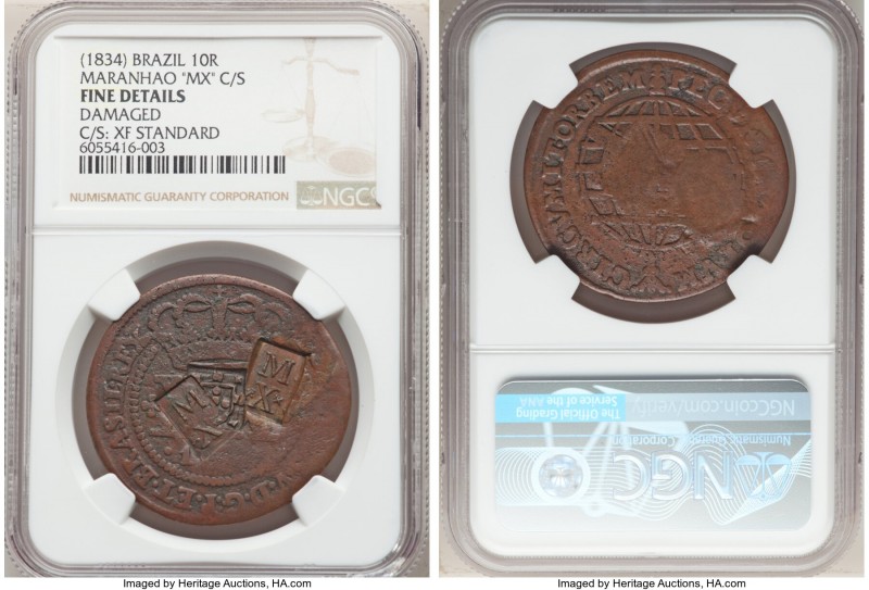 Pair of Certified Assorted Coppers NGC, 1) Brazil: Maranhao Counterstamped 10 Re...