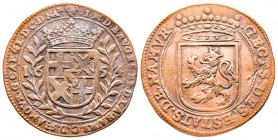 Pays-Bas méridionaux, Jeton Bruxelles , Jacques-Nicolas de Bruges, comte de Saint-Amour, gouverneur de Namur (1654-1658),CU 5,67 gr. 30,6 mm 1654 
Ref...