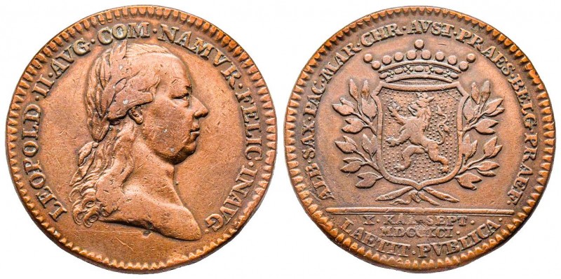 Pays-Bas méridionaux, Leopold II 1790-1792, Jeton Conté de Flandres, Namur CU 13...