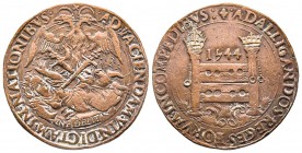 Pays-Bas méridionaux, Jeton Bruges , Succès de Charles V, CU 4,86 gr. 28,9 mm 1544 
Ref : Dugn.1576, TTB
