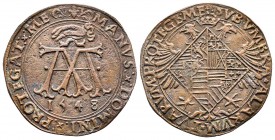Pays-Bas méridionaux, Jeton Bruges , Prière de Marie de Hongrie, CU 3,75 gr. 28,5 mm 1548 
Ref : Dugn.1758, TTB/SUP