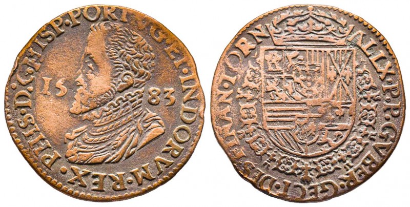 Pays-Bas méridionaux, Jeton Tournai , 1583 Philippe II, CU 4,62 gr. 29,1 mm 
Ref...