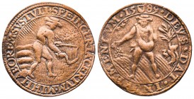 Pays-Bas méridionaux, Jeton Utrecht , 1589, Maurice de Nassau nommé gouverneur de la province d'Utrecht, CU 6,39 gr. 29 mm 
Ref : Dugn.3233, TTB