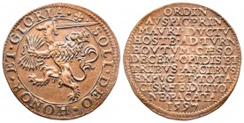 Pays-Bas méridionaux, Jeton Dordrecht , Victoire de Maurice de Nassau à Turnhout, CU 5,86 gr. 29,3 mm 1597 
Ref : Dugn.3416, TTB