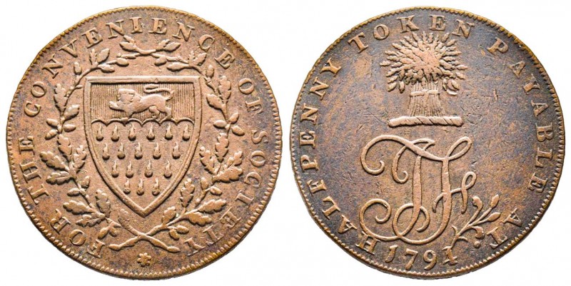 Token de 1/2 penny 1794, CU 9,86 gr 29,3 mm 
Avers : FOR THE CONVENIENCE OF SOCI...