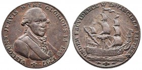 Token de 1/2 penny , 1797 Admiral Jervis Portsmouth & Portsea , CU 11,08 gr 29,6 mm 
Avers : VISCOUNT JERVIS & THE GLORIOUS 14 FEBRUARY 1797 
Revers :...