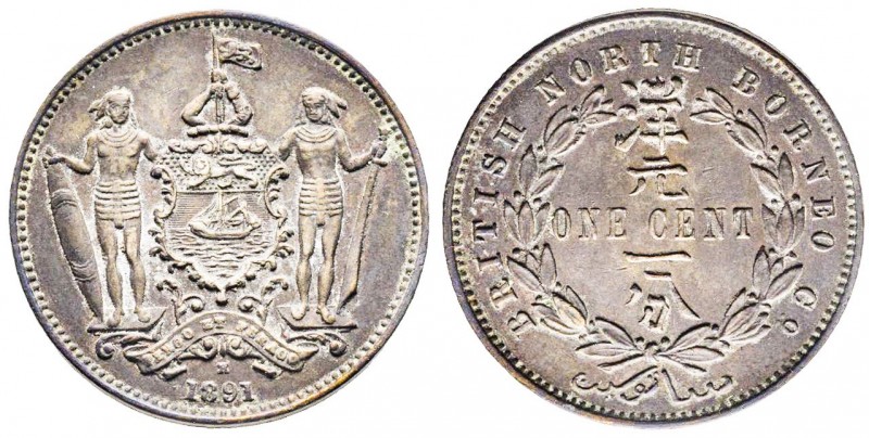 Token de 1 cent , 1891, Heaton , Nord Borneo Compagnie anglaise, CU 9,15 gr 29,3...