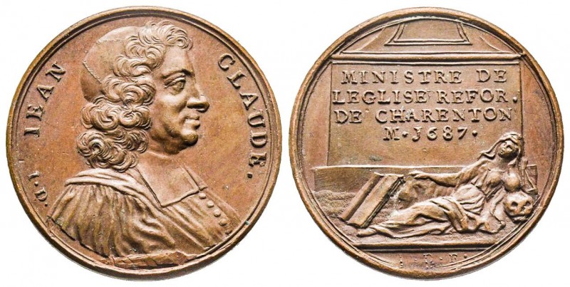 Médaille , Ministre de l'Eglise Refor. De Charenton, 1687, CU 9,42 gr 28,2 mm 
S...