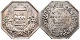 Jeton octogonal Chambre de commerce de Paris instituée le 25 février 1803, AG 20,23 gr 36,4 mm, SUP