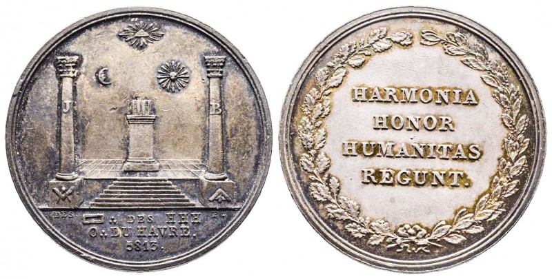 1813 Jeton maçonnique Le Havre Loge des HHH Harmonia Honor Humanitas , AG 9 gr. ...