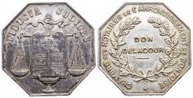 Jeton octogonal , Jeton des Notaires de Val d'Oise Pontoise Fiducia Judices, AG 20,19 gr. 33,2 mm , SUP