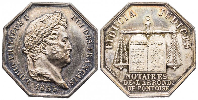 Jeton octogonal 1833 Louis Philippe I Jeton des Notaires de Val d'Oise AG 14,85 ...