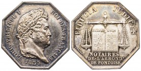 Jeton octogonal 1833 Louis Philippe I Jeton des Notaires de Val d'Oise AG 14,85 gr. 33,2 mm , SUP