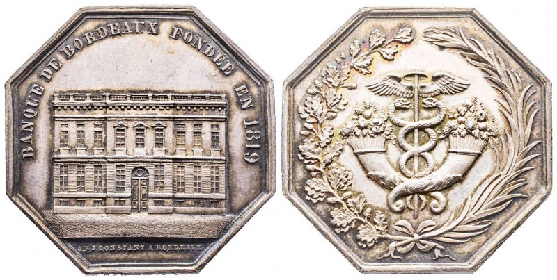 Jeton octogonal , Banque de Bordeaux fondée en 1819 , AG , SUP