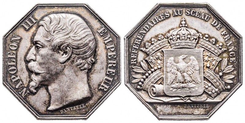 Jeton octogonal , Napoleon III Référendaires au sceau de France, AG 15,2 gr. 30,...