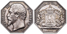 Jeton octogonal , Napoleon III Référendaires au sceau de France, AG 15,2 gr. 30,6 mm , SUP