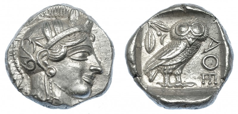 GRECIA ANTIGUA. ÁTICA. Atenas. Tetradracma (455-404 a.C.). A/ Cabeza de Atenea c...