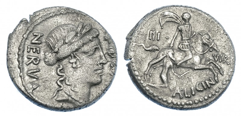 REPÚBLICA ROMANA. LICINIA. Roma (47 a.C.). R/ Jinete cogiendo del pelo a un caut...