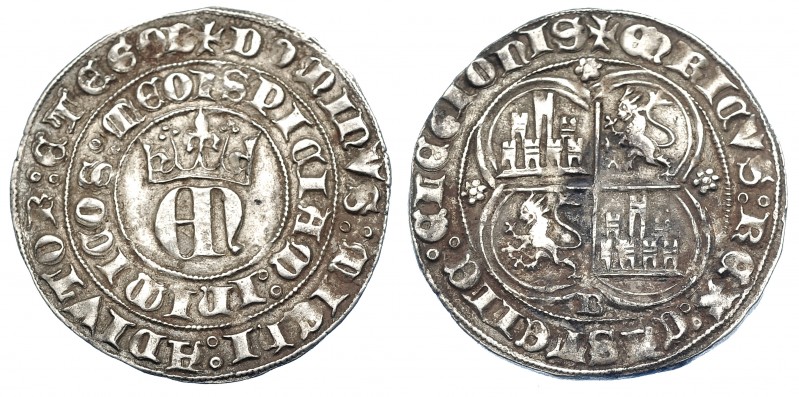 REINOS DE CASTILLA Y LEÓN. ENRIQUE II. Real. Burgos. AR 3,47 g. 28,5 mm. III-401...