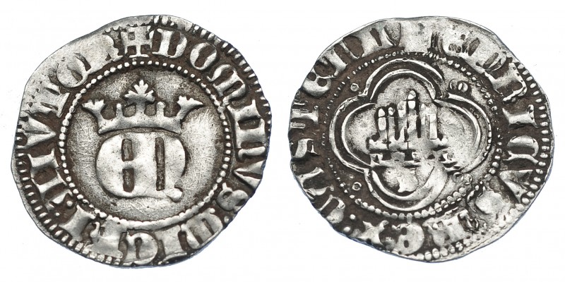 REINOS DE CASTILLA Y LEÓN. ENRIQUE II. 1/2 real. Sevilla. AR 1,74 g. 21,1 mm. II...