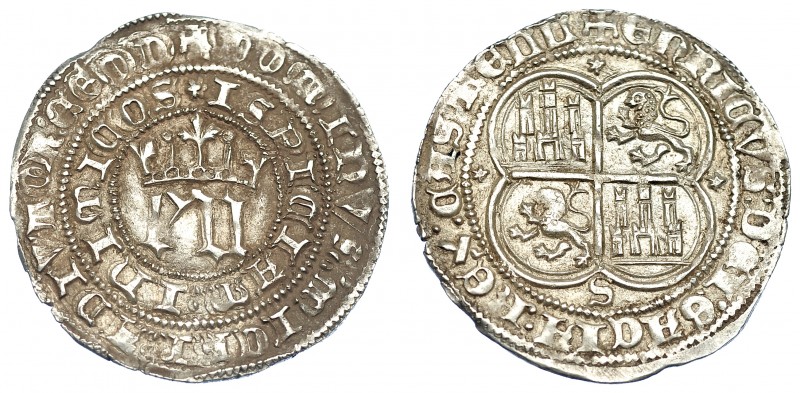 REINOS DE CASTILLA Y LEÓN. ENRIQUE III. Real. Sevilla. E y N pequeñas. AR 3,52 g...