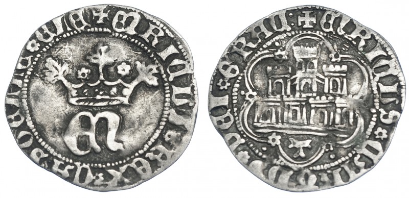 REINOS DE CASTILLA Y LEÓN. ENRIQUE IV. 1/2 real. Toledo. AR 1,71 g. 21,4 mm. III...