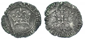 REINO DE NAVARRA. JUAN II DE ARAGÓN, correinante en Navarra con la reina Blanca (1425-1441). Gros. Navarra. IV-253. AR 2,10 g. 26,1 mm. Rotura al bord...