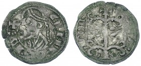 CORONA DE ARAGÓN. ALFONSO II EL CASTO (1162-1196). Dinero jaqués. Aragón. VE 1,10 g. 19,3 mm. IV-298. MBC-/MBC. Escasa.