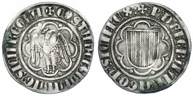 CORONA DE ARAGÓN. PEDRO EL GRANDE (1276-1285). Pirreal. Sicilia. Con Constanza. Águila coronada. Sin marcas. AR 3,08 g. 24,6 mm. IV-327. MBC-/MBC. Muy...