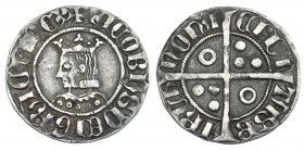 CORONA DE ARAGÓN. JAIME EL JUSTO (1291-1327). Croat. Barcelona. CIVI en tres puntos. VE 3,10 g. 21,1 mm. IV-337. MBC. Muy escasa.