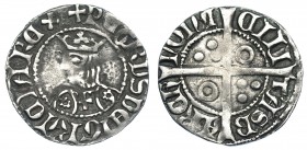 CORONA DE ARAGÓN. PEDRO EL CEREMONIOSO (1336-1387). 1/2 croat. Barcelona. A/ + PETRUS DEI GRACIA REX. R/ CIVI-TAS B-ARCH-NONA. CIVI en anillo. AR 1,40...