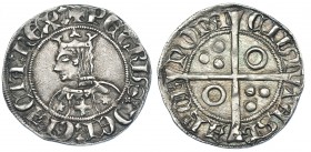 CORONA DE ARAGÓN. PEDRO EL CEREMONIOSO (1336-1387). Croat. Barcelona. CIVI en anillo. AR 3,23 g. 24,5 mm. IV-408.1. MBC+/EBC-. Muy escasa en esta cons...