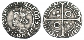 CORONA DE ARAGÓN. ALFONSO EL MAGNÁNIMO (1416-1458). Croat. Perpiñán. COMS en círculo. AR 2,66 g. 23,1 mm. IV-825.2. MBC/MBC+.