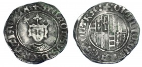 CORONA DE ARAGÓN. ALFONSO EL MAGNÁNIMO (1416-1458). Real. Nápoles. CICILIE al inicio de la ley. del rev. AR 2,70 g. 24,5 mm. IV-895. Oxidaciones. MBC-...