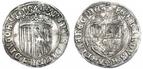 REYES CATÓLICOS. Real. Anterior a la Pragmática. Toledo (1474). Roeles a los lados del escudo. AR 3,42 g. 27,4 mm. AC-451. MBC/MBC+. Escasa.