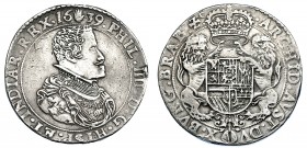 COLECCIÓN DE DUCATONES Y PATAGONES DE DOBLE PESO. FELIPE IV. Doble ducatón. 1639. Amberes. A/ . PHIL. IIII. D. G. HISP. ET. INDIAR. REX. R/ . ARCHID ....